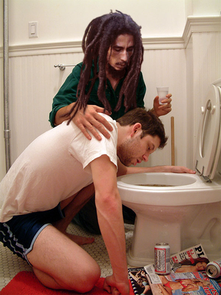 Marley helps a frat boy release his body from the tyranny of alcohol.